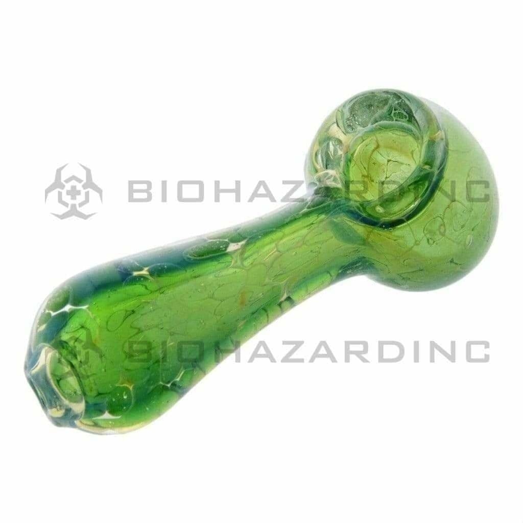 Biohazard Inc Glass Hand Pipe 3" Hand Pipe - Blue & Green Honeycomb