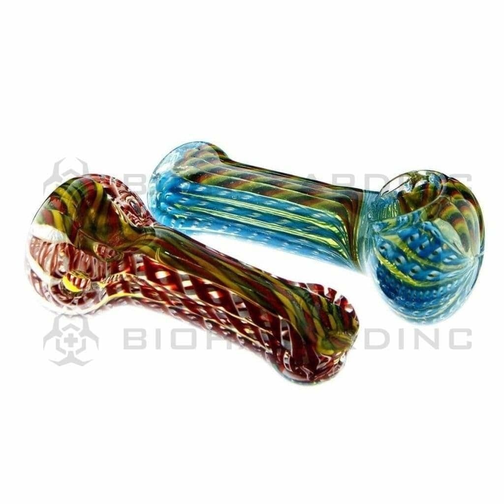 Biohazard Inc Glass Hand Pipe 3" Handpipe - Latticino - Assorted Colors