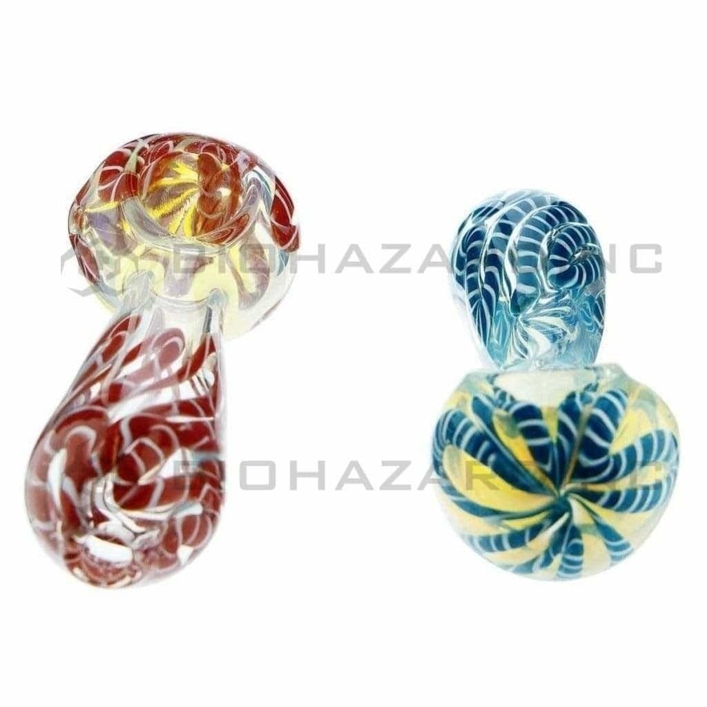 Biohazard Inc Glass Hand Pipe 3" Handpipe Latticino Fumed