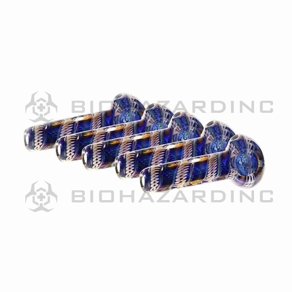 Biohazard Inc Glass Hand Pipe 3" Heavy Hand Pipe - Multi Colored - 5 Count