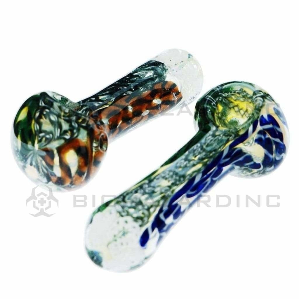 Biohazard Inc Glass Hand Pipe 3" Heavy Handpipe w/ Clear Tip - Assorted Colors