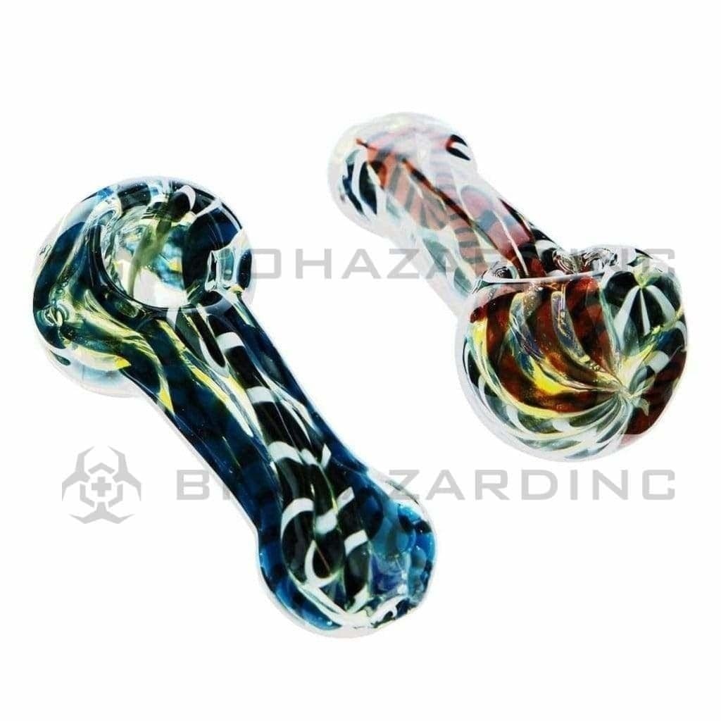 Biohazard Inc Glass Hand Pipe 3" Latticino Fumed Handpipe - Assorted Colors
