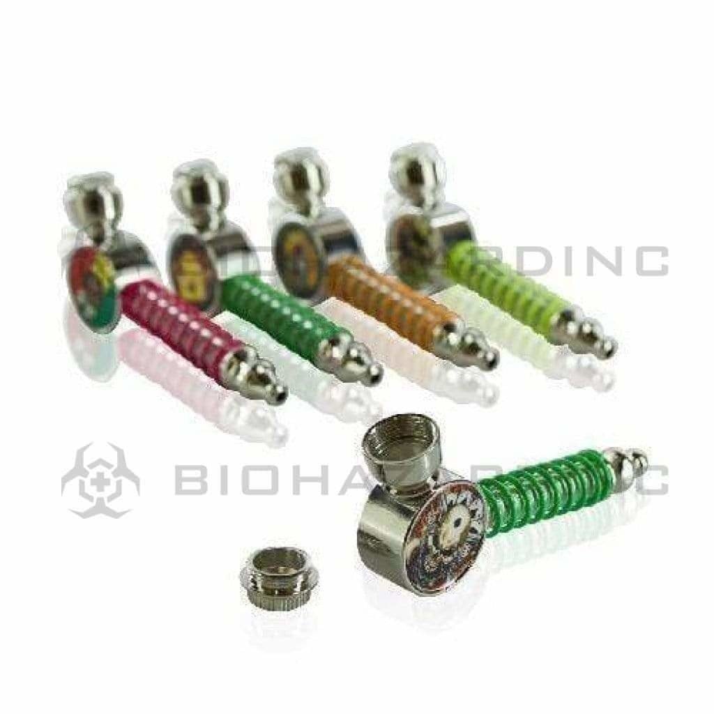 Biohazard Inc Metal Hand Pipe 3" Pipe Metal DESIGN/Wire Wrap Fluorescent