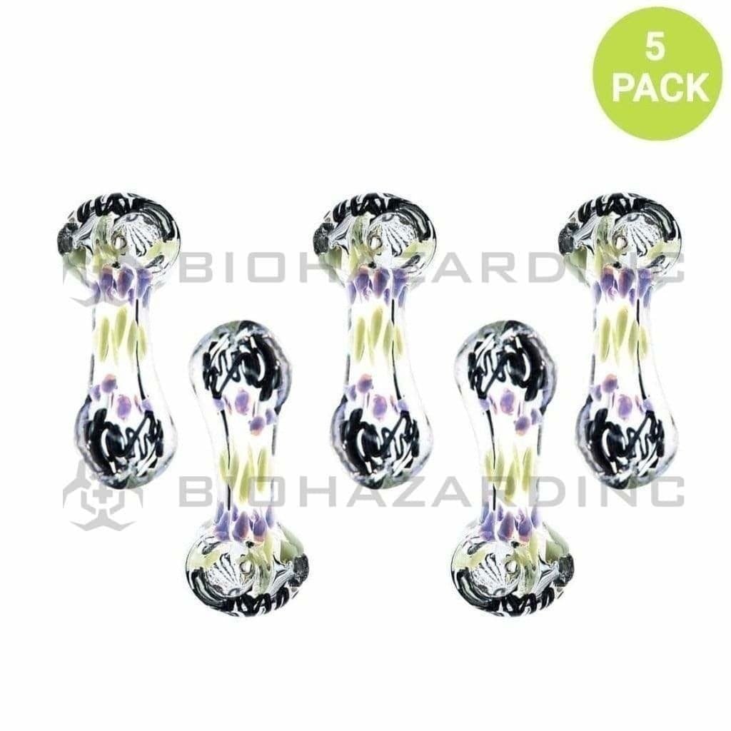 Biohazard Inc Glass Hand Pipe 3" Slyme Hand Pipe - Assorted Colors - 5 Count