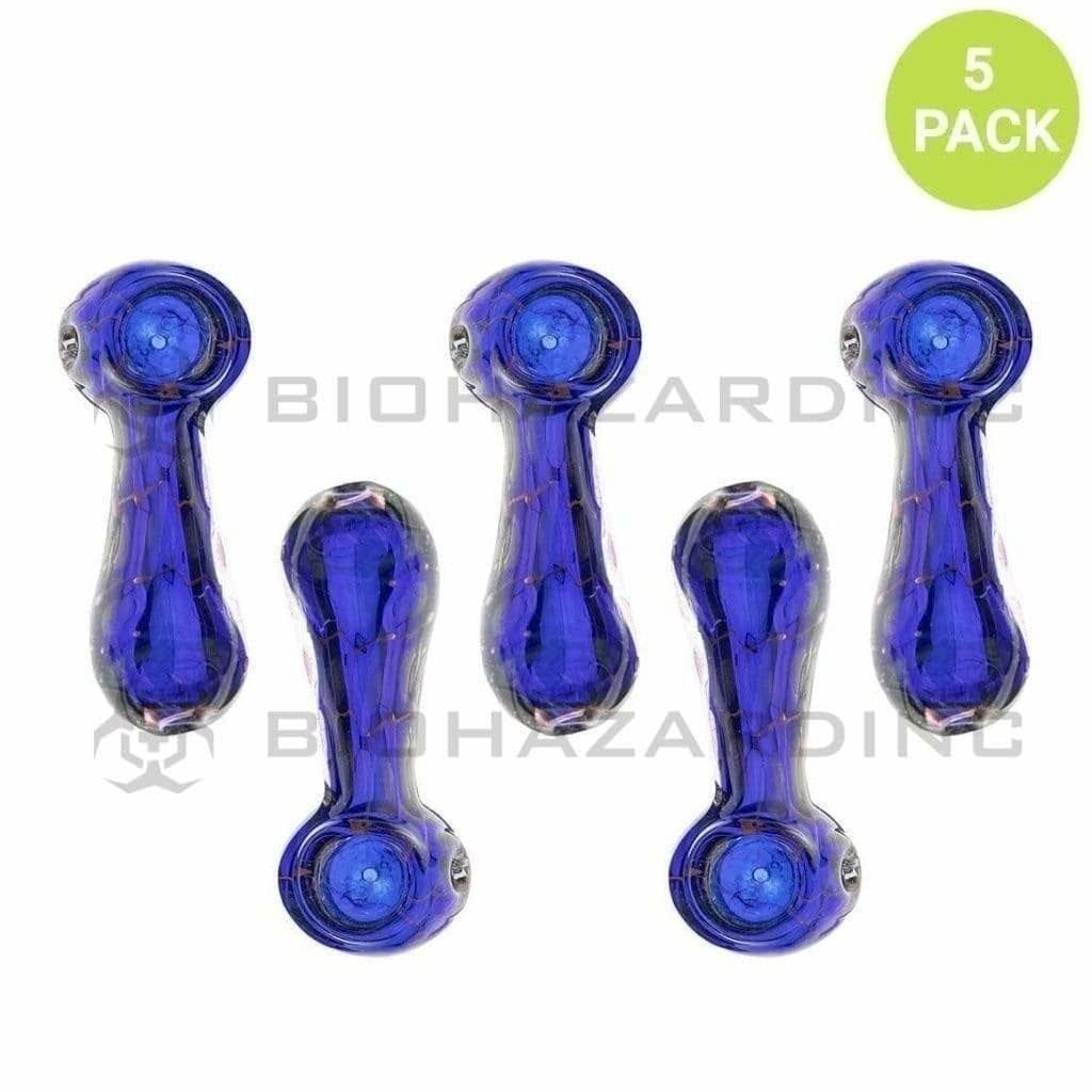 Biohazard Inc Glass Hand Pipe 3" Streaked Pattern Hand Pipe - Blue / Pink - 5 Count