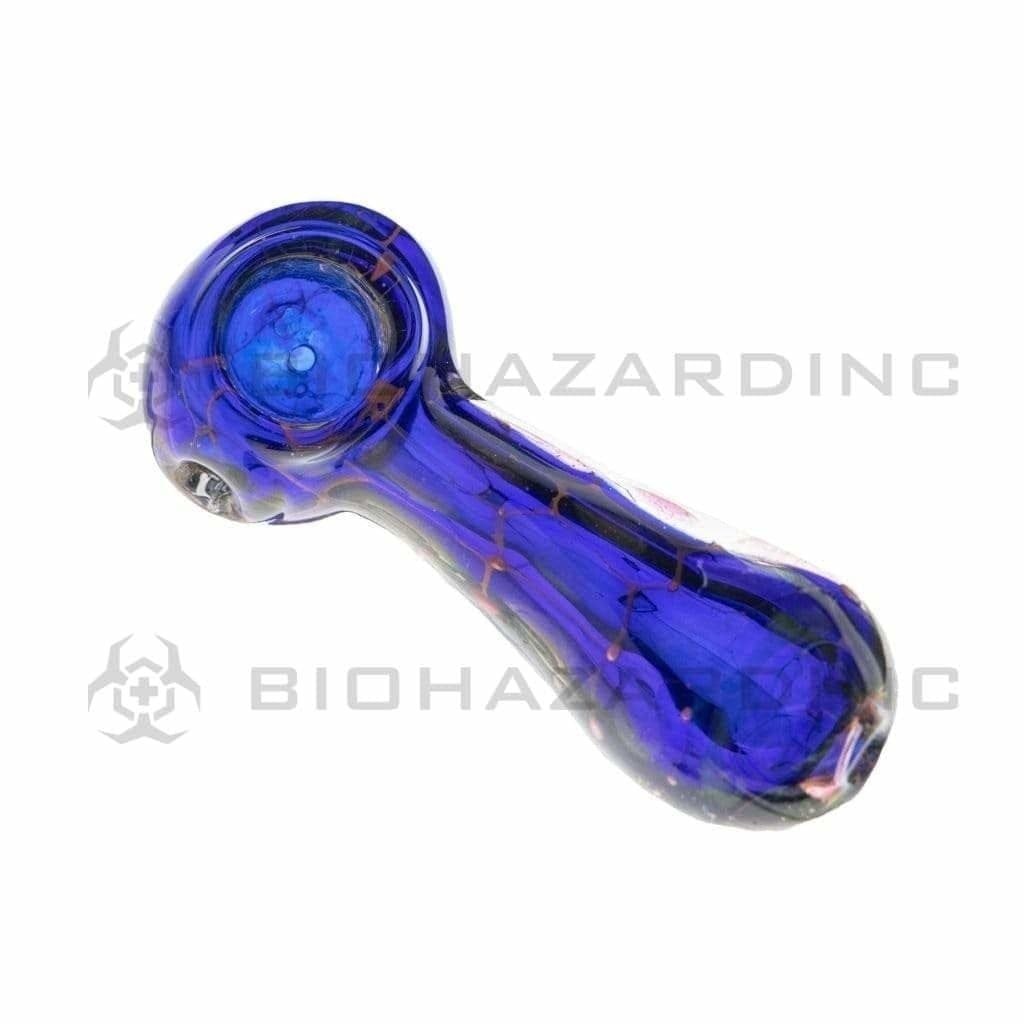 Biohazard Inc Glass Hand Pipe 3" Streaked Pattern Hand Pipe - Blue / Pink
