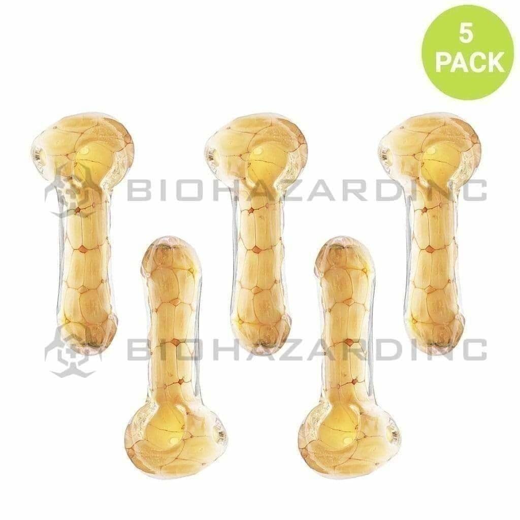Biohazard Inc Glass Hand Pipe 3" Streaked Pattern Hand Pipe - Yellow / Orange - 5 Count