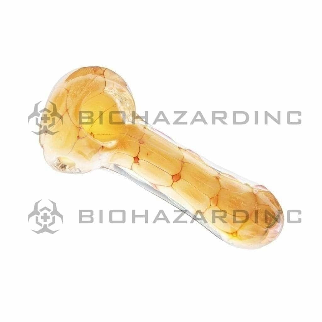 Biohazard Inc Glass Hand Pipe 3" Streaked Pattern Hand Pipe - Yellow / Orange