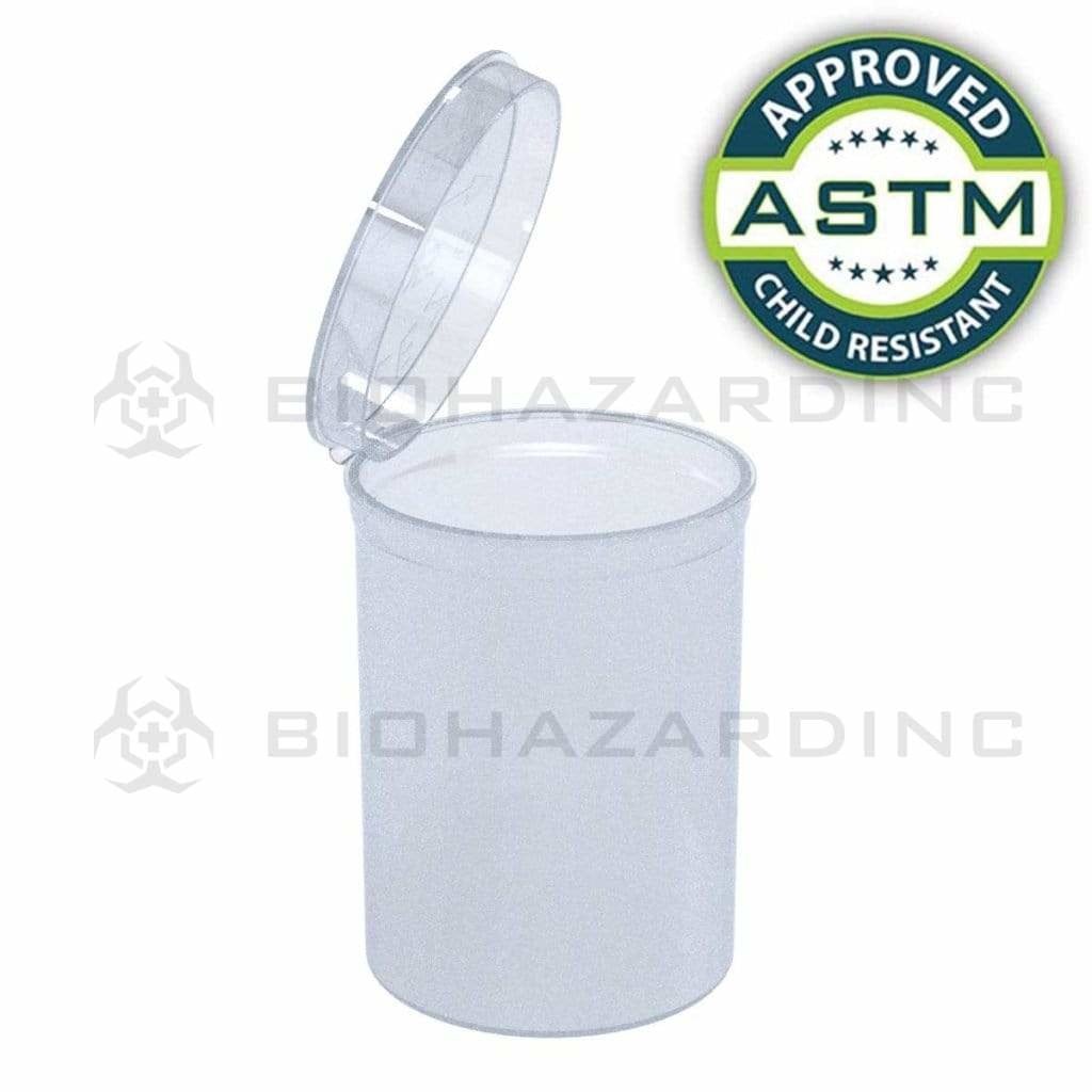 Biohazard Inc Child Resistant Pop Top Bottle 30 Dram - Clear CR Pop Top - 160 Count