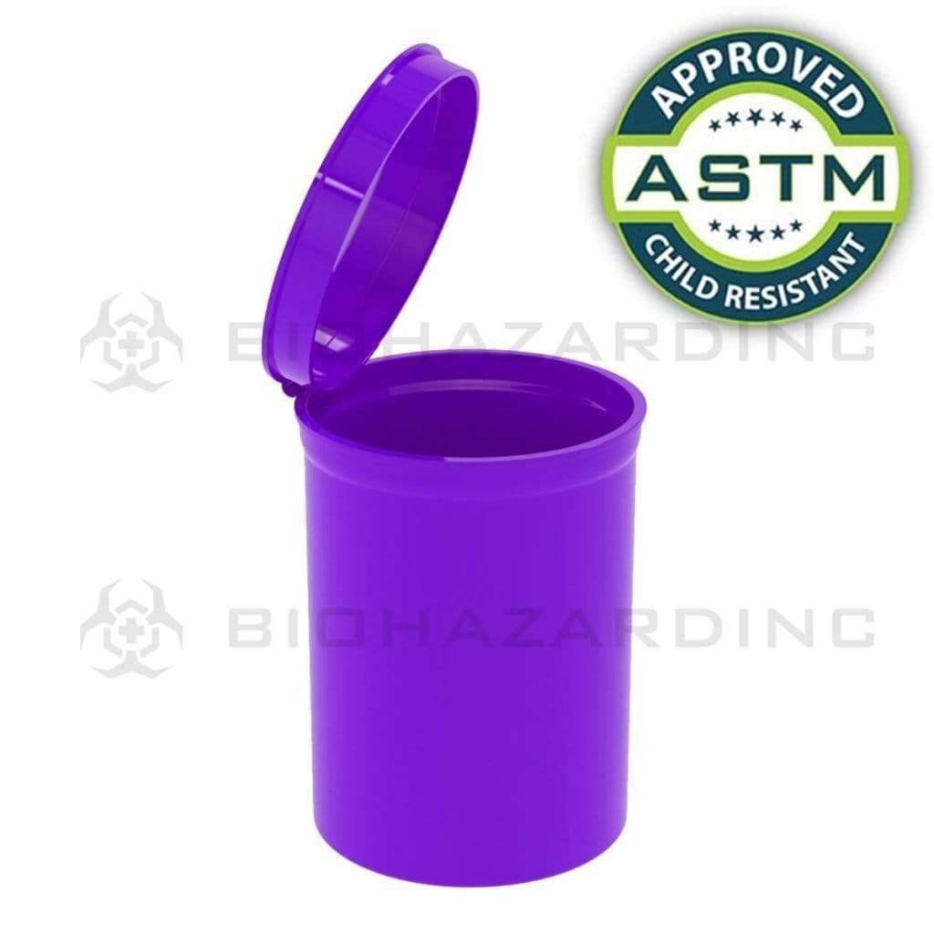 Biohazard Inc Child Resistant Pop Top Bottle 30 Dram - Opaque Purple CR Pop Top - 160 Count