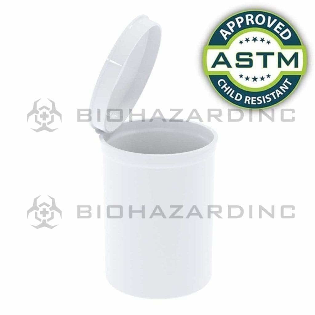 Biohazard Inc Child Resistant Pop Top Bottle 30 Dram - Opaque White CR Pop Top - 160 Count