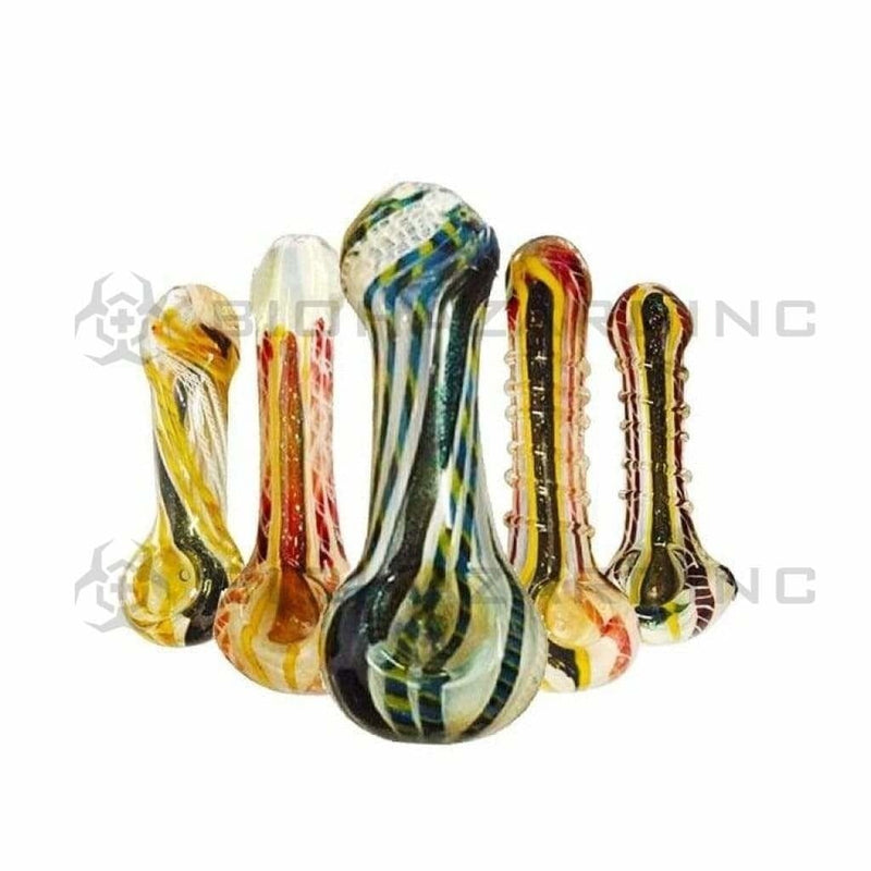 Biohazard Inc Glass Hand Pipe 4"-6" Assorted Hand Pipe w/ Dichro - 10 Count