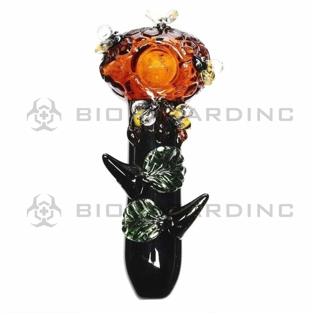 Biohazard Inc Wood Hand Pipe 4" Amber Honey Bee Hand Pipe