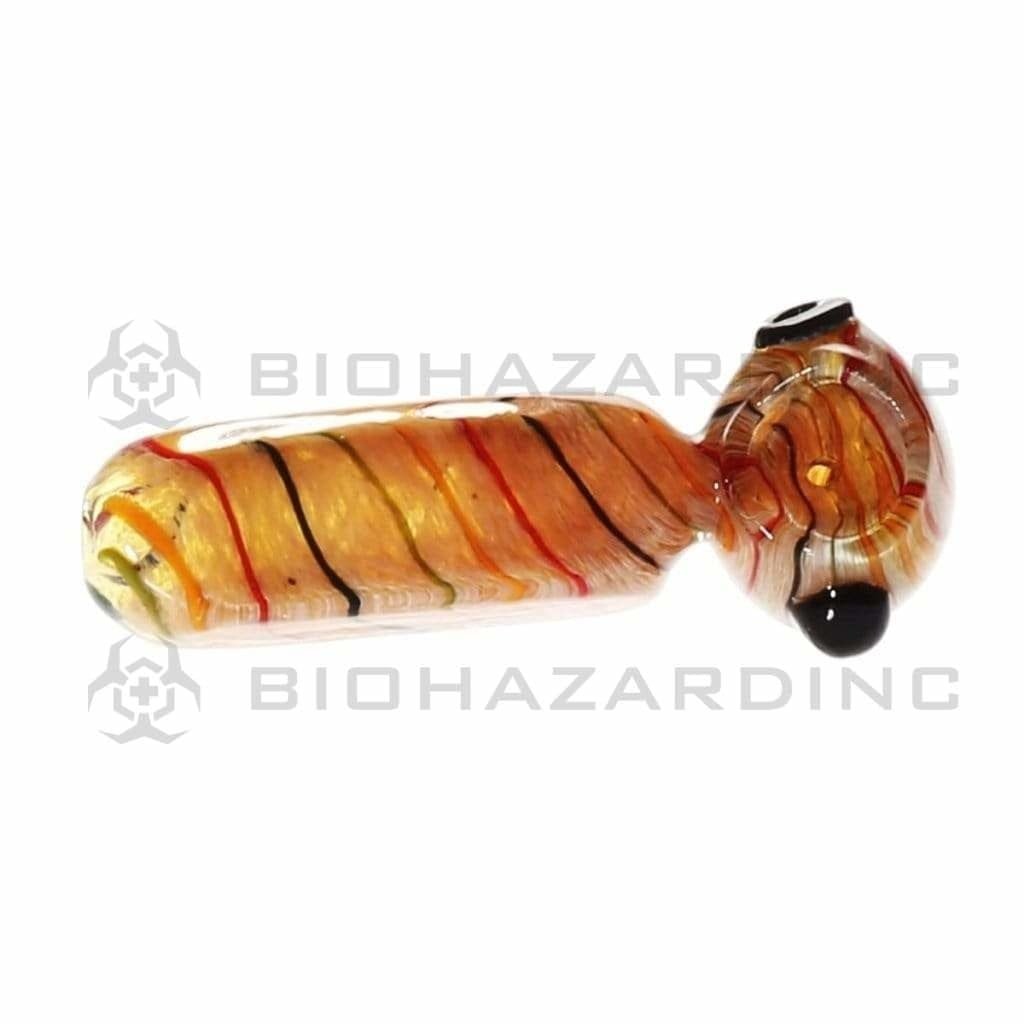 Biohazard Inc Glass Hand Pipe 4" Dichro Line Latticino Heavy Hand Pipe
