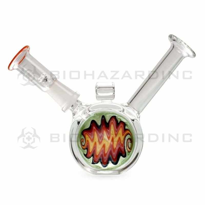 Biohazard Inc Glass Dab Rig 4" Fixed Stem Pendant Dab Rig 10mm - Assorted Reversal