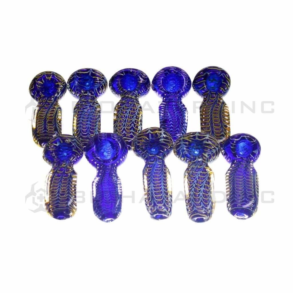 Biohazard Inc Glass Hand Pipe 4" Flat Spider Web Hand Pipe - Assorted Colors