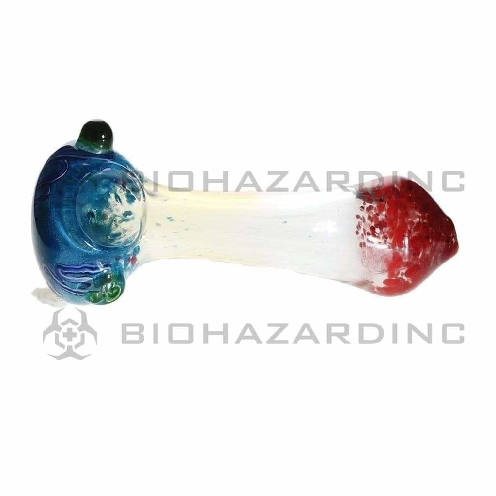 Biohazard Inc Glass Hand Pipe 4" Frit w/Fume Hand Pipe - Assorted Colors