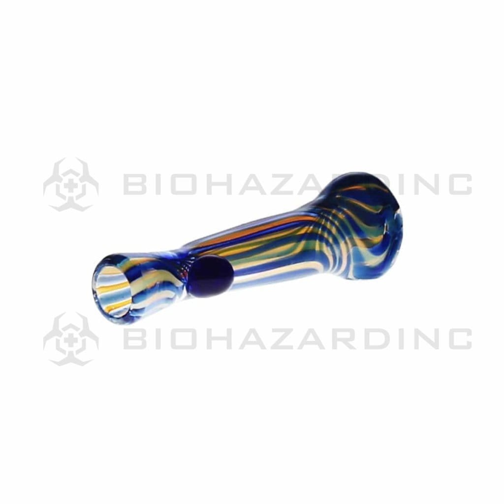 Biohazard Inc Glass Chillum Hand Pipe 4" Fumed / Twisted Color w/ Marble Chillum