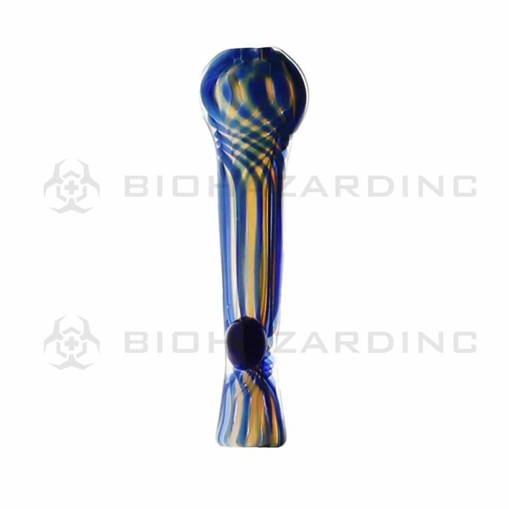 Biohazard Inc Glass Chillum Hand Pipe 4" Fumed / Twisted Color w/ Marble Chillum