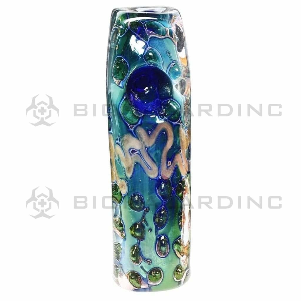 Biohazard Inc Glass Hand Pipe 4" Gold Fumed Candy Cane Stripes Hand Pipe