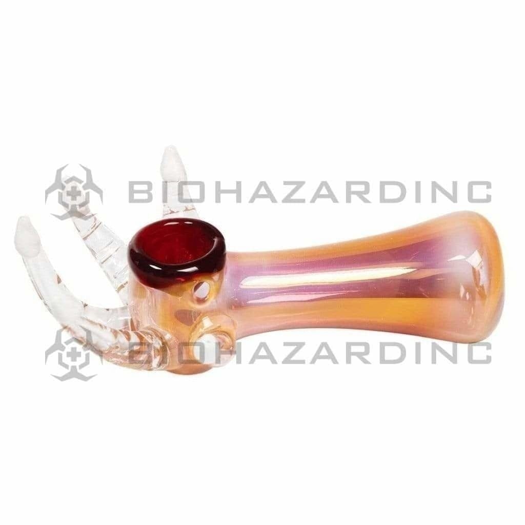 Biohazard Inc Glass Hand Pipe 4" Hand Pipe Gold Fumed with Fingers