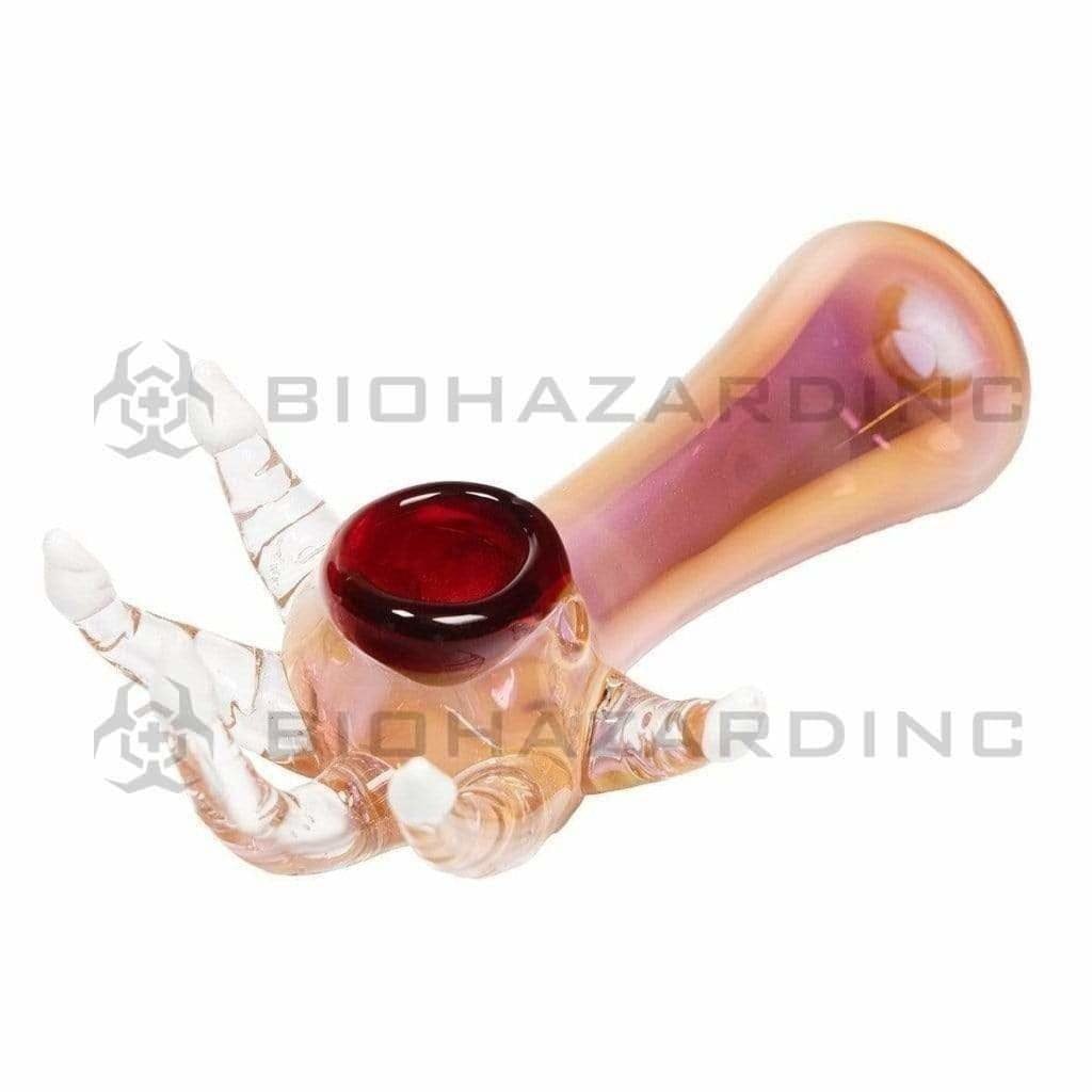Biohazard Inc Glass Hand Pipe 4" Hand Pipe Gold Fumed with Fingers