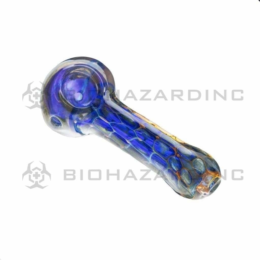 Biohazard Inc Glass Hand Pipe 4" Honeycomb Hand Pipe - Blue / Green