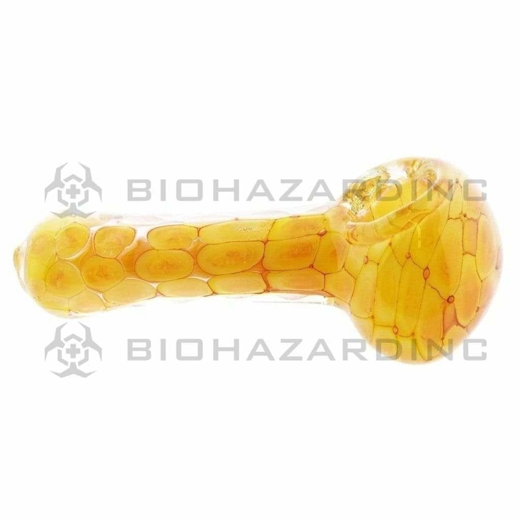 Biohazard Inc Glass Hand Pipe 4" Honeycomb Hand Pipe  - Yellow / Orange