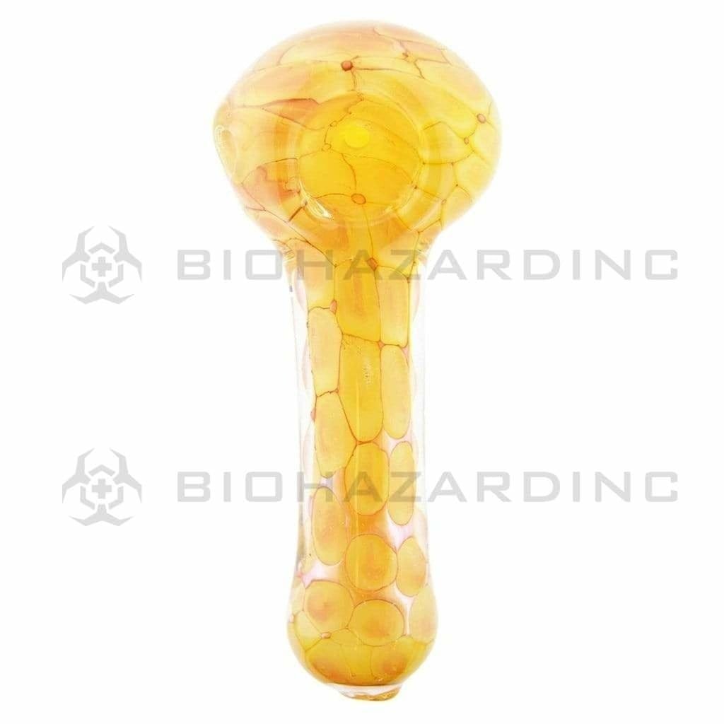 Biohazard Inc Glass Hand Pipe 4" Honeycomb Hand Pipe  - Yellow / Orange