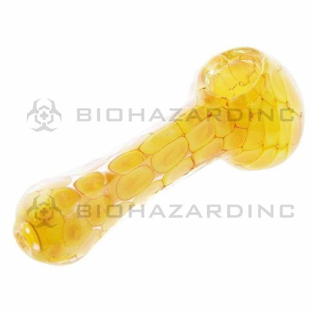 Biohazard Inc Glass Hand Pipe 4" Honeycomb Hand Pipe  - Yellow / Orange