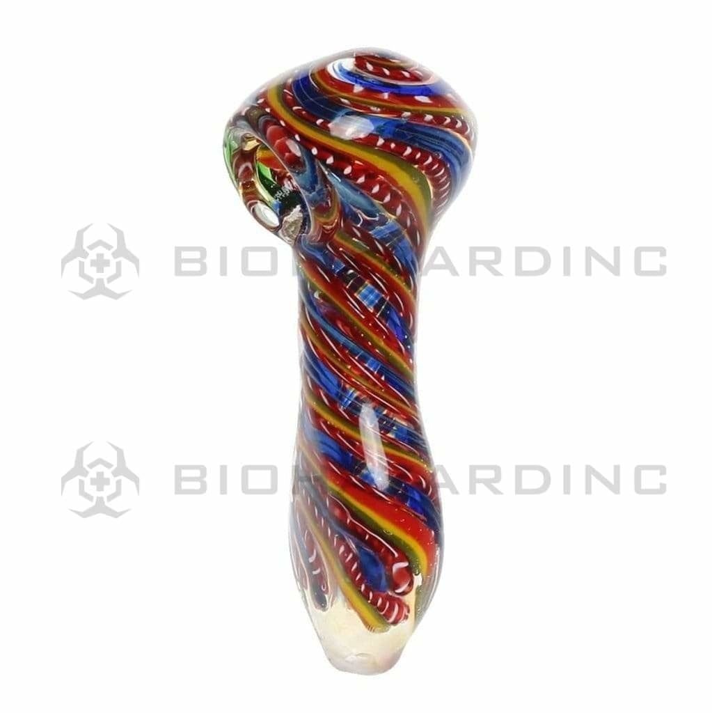 Biohazard Inc Glass Hand Pipe 4" Latticino Swirl Hand Pipe - Assorted Colors