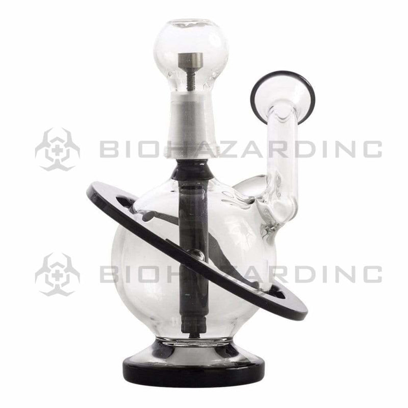 Biohazard Inc Glass Dab Rig 4" Micro Orb Dab Rig 10mm - Clear With Black Ring