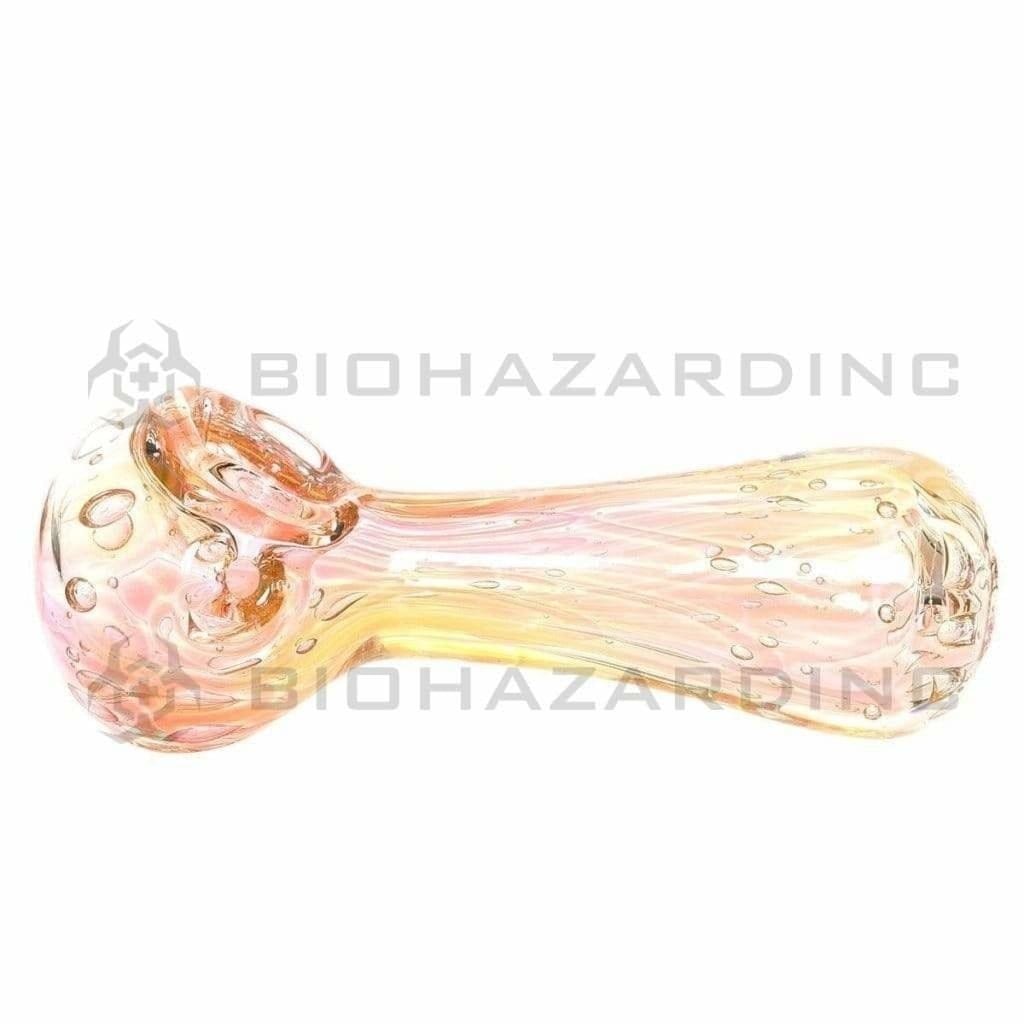 Biohazard Inc Glass Hand Pipe 4" Pink w/ Gold Fumed Bubbles Hand Pipe