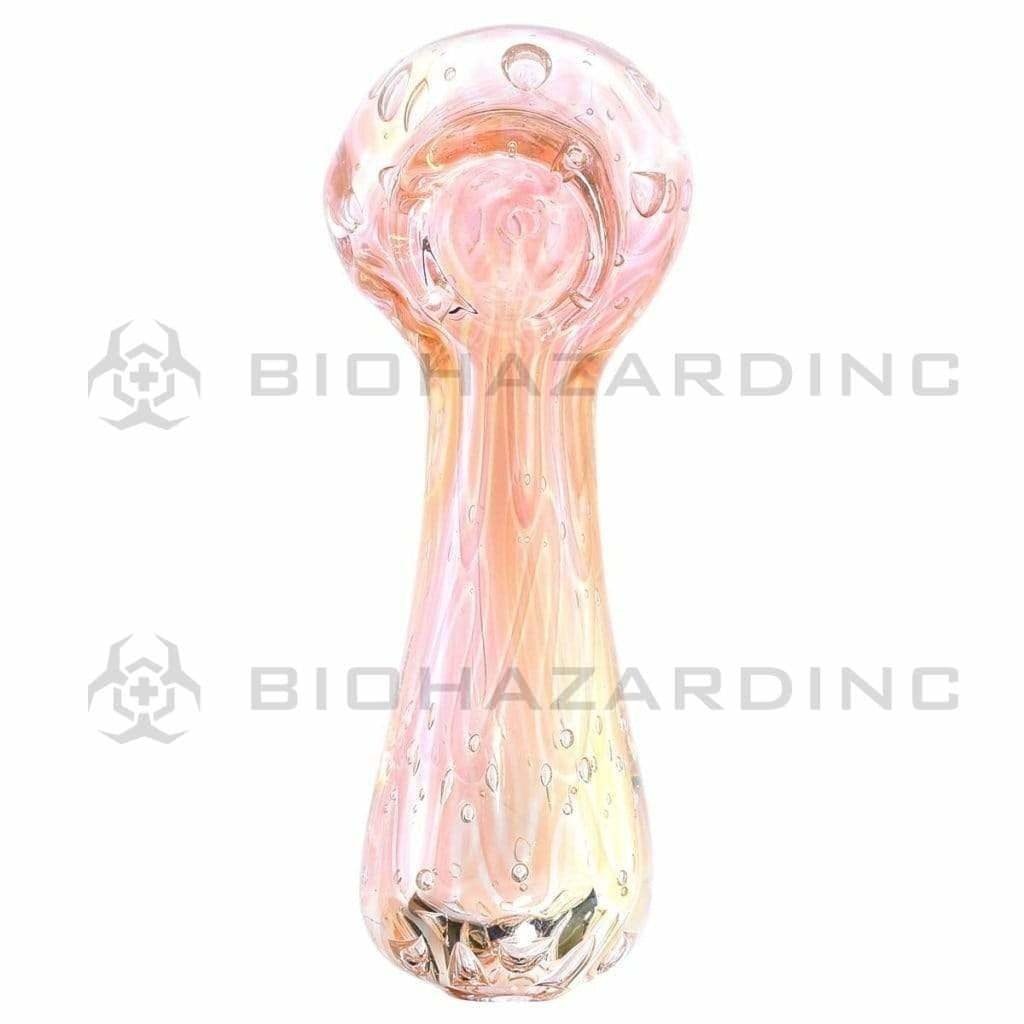 Biohazard Inc Glass Hand Pipe 4" Pink w/ Gold Fumed Bubbles Hand Pipe