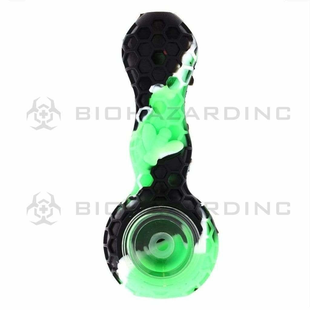 Biohazard Inc Silicone Hand Pipe 4" Silicone Hand Pipe with Glass Bowl- Assorted Colors