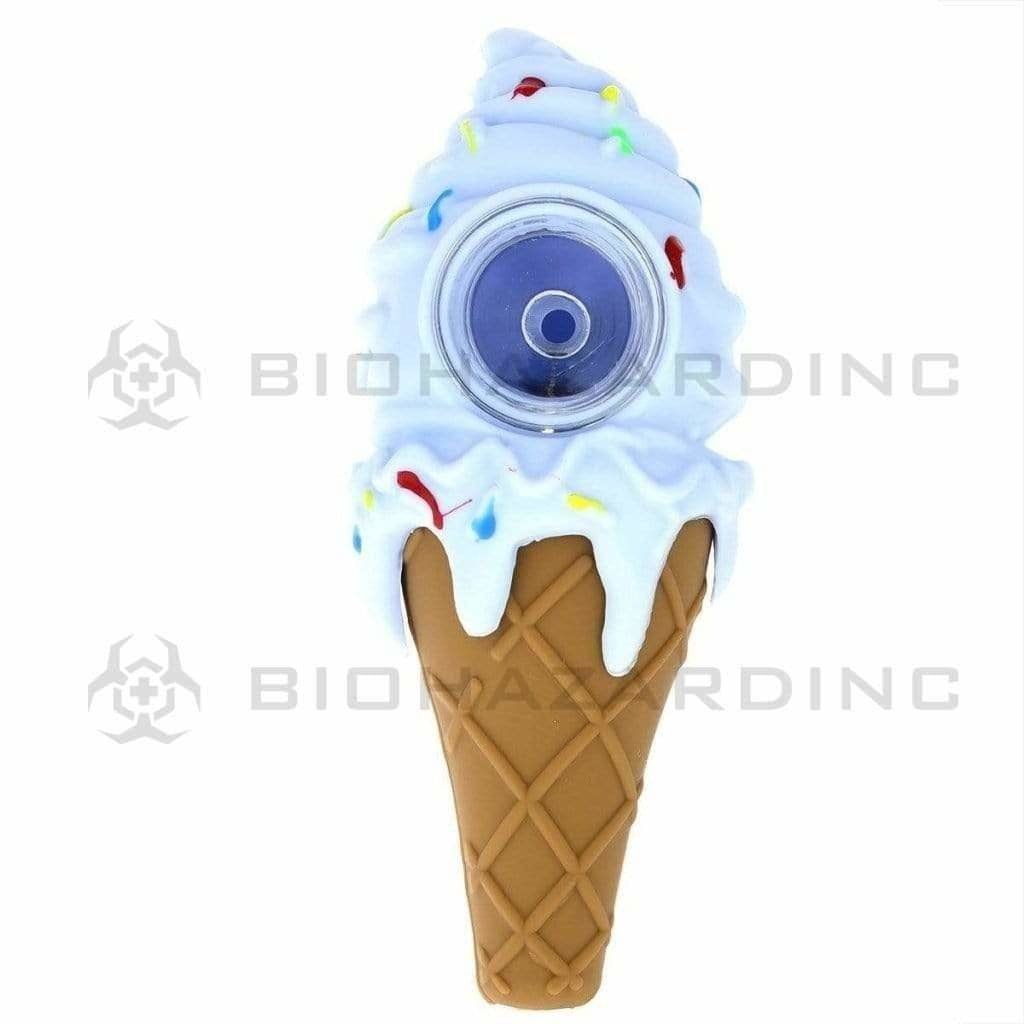 Biohazard Inc Silicone Hand Pipe 4" Silicone Ice Cream Handpipe - 10 Count - Assorted Colors