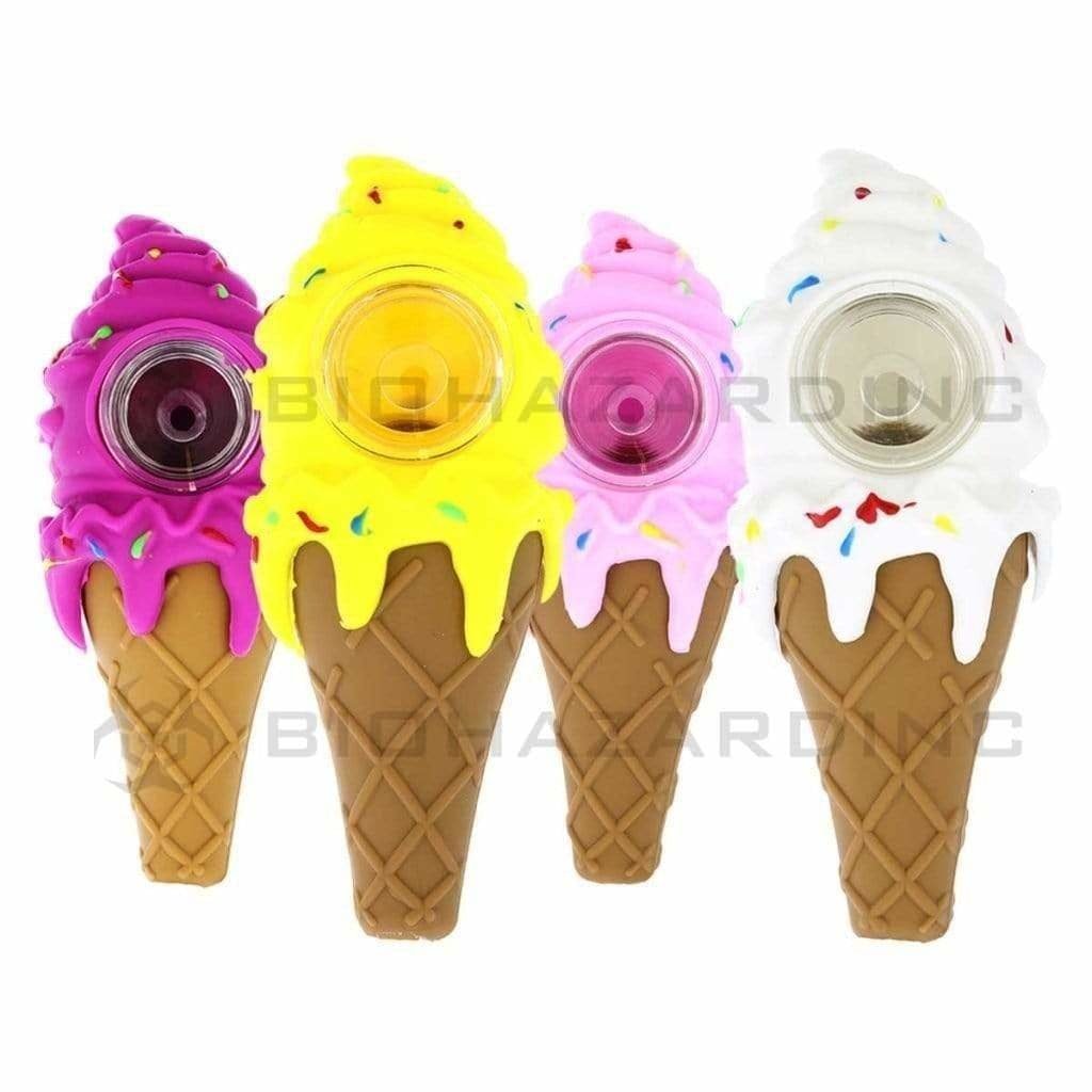 Biohazard Inc Silicone Hand Pipe 4" Silicone Ice Cream Handpipe - Assorted Colors