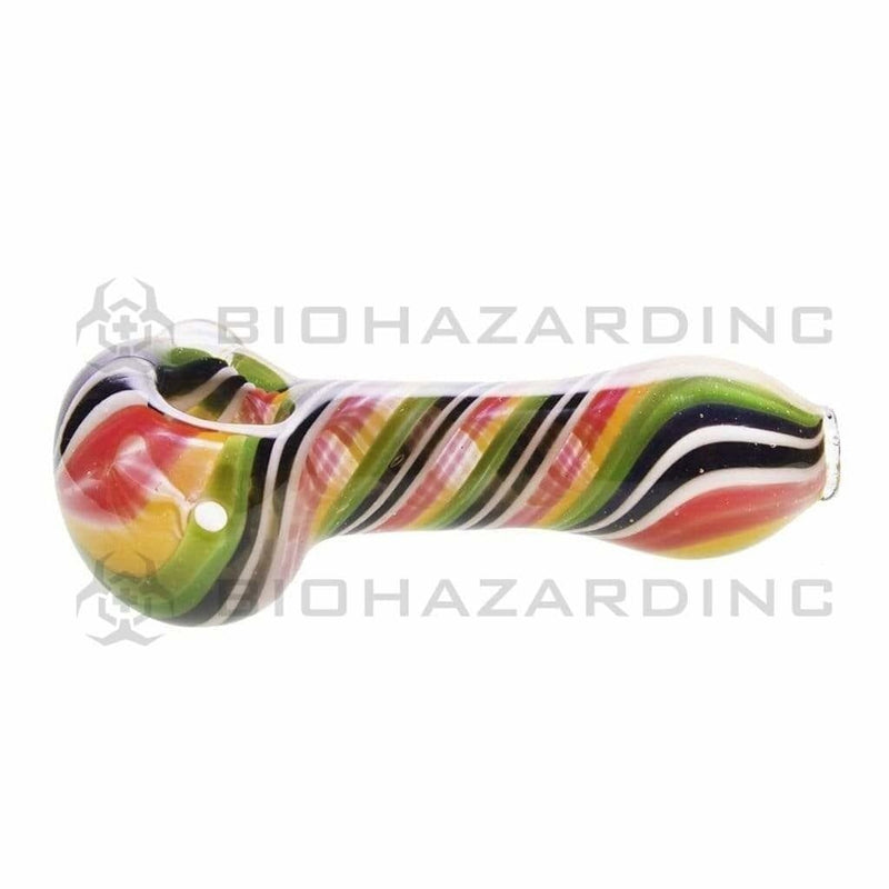 Biohazard Inc Glass Hand Pipe 4" Thick Candy Cane Hand Pipe