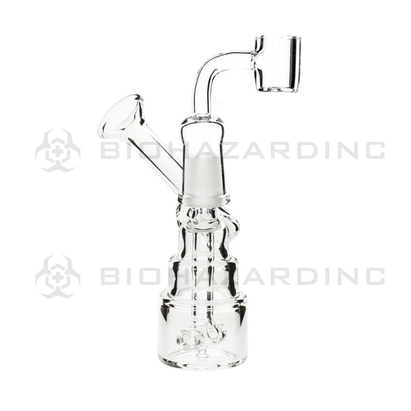 Biohazard Inc Glass Dab Rig 4" Triple Tier Dual Cross Sidecar Dab Rig 10mm - Clear