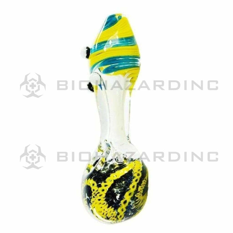 Biohazard Inc Glass Hand Pipe 4" Worked Hand Pipe w/ Lattacino Marbles