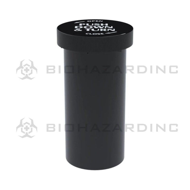 Biohazard Inc Push & Turn Vial 40 Dram - Push & Turn CR Cap Vial Black - 135 Count