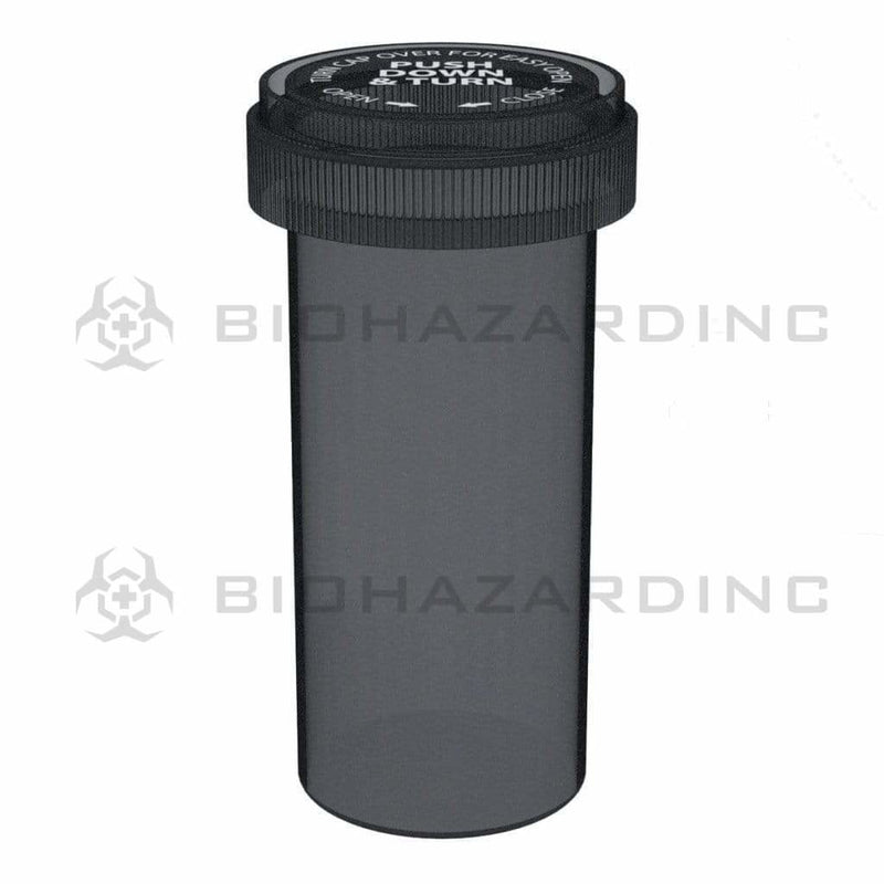 Biohazard Inc Reversible Cap Vial 40 Dram - Reversible Cap Vial 150 Count - Black