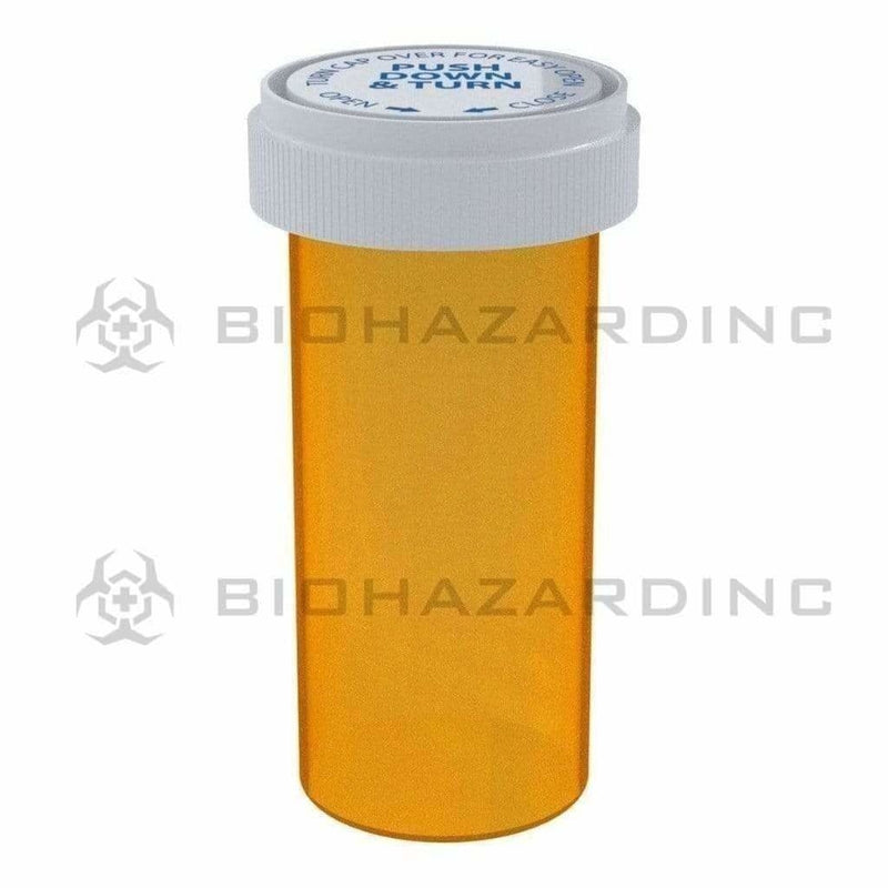 Biohazard Inc Reversible Cap Vial 40 Dram - Reversible Vial 150 Count - Amber