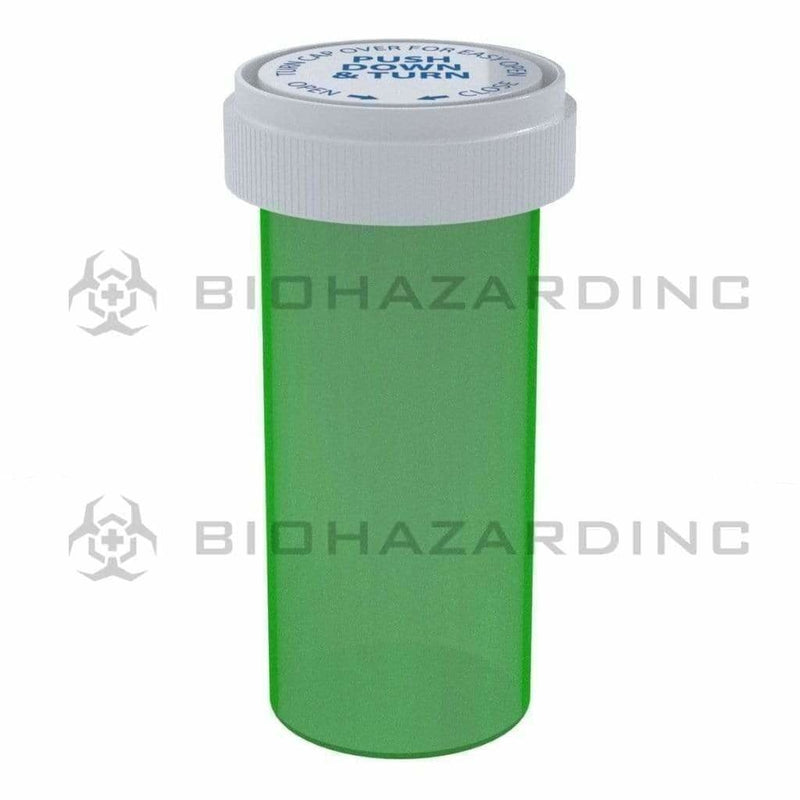 Biohazard Inc Reversible Cap Vial 40 Dram - Reversible Vial 150 Count - Green