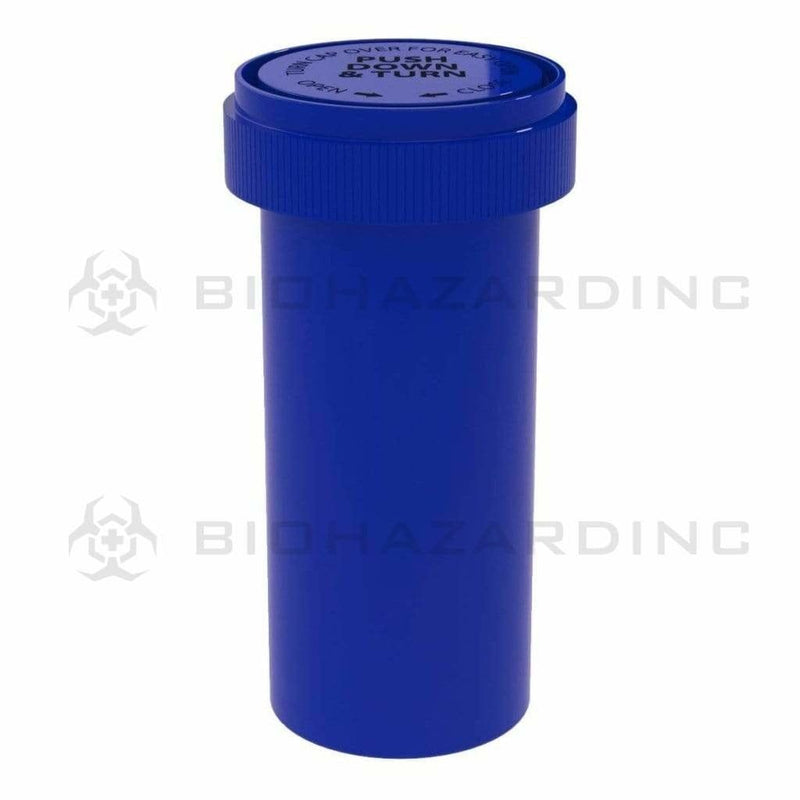 Biohazard Inc Reversible Cap Vial 40 Dram - Reversible Vial 150 Count - Opaque Blue