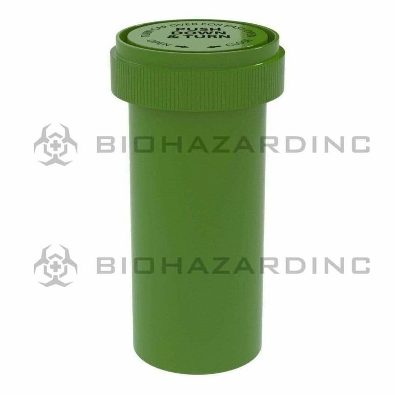 Biohazard Inc Reversible Cap Vial 40 Dram - Reversible Vial 150 Count  - Opaque Green