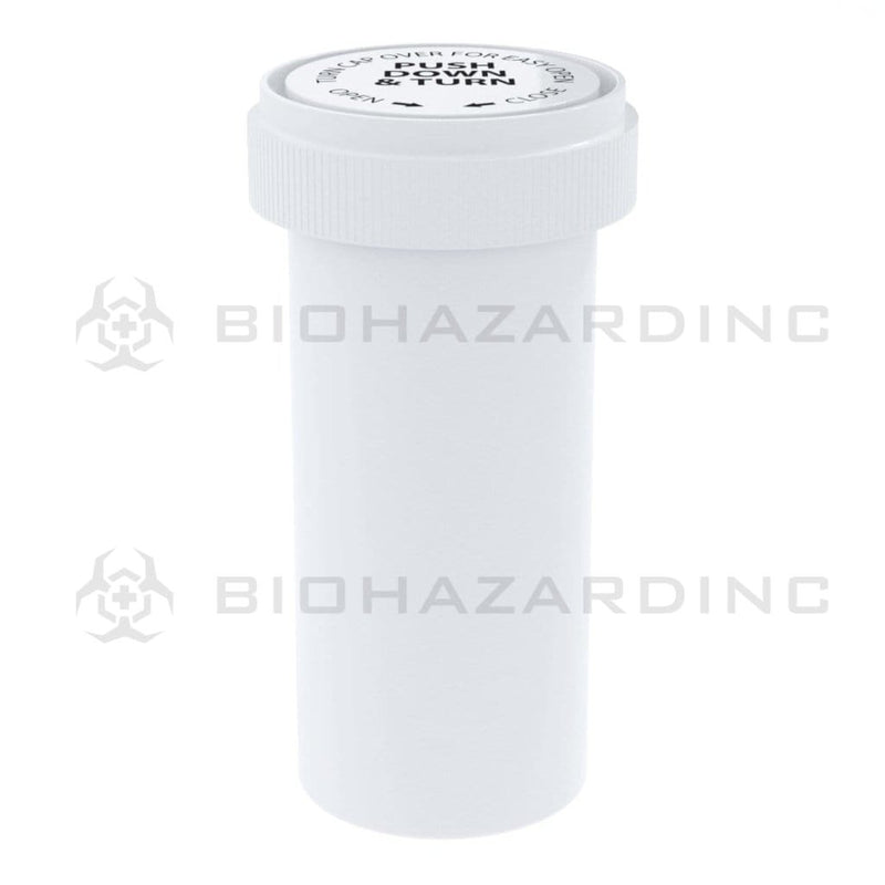 Biohazard Inc Reversible Cap Vial 40 Dram - Reversible Vial 150 Count - Opaque White