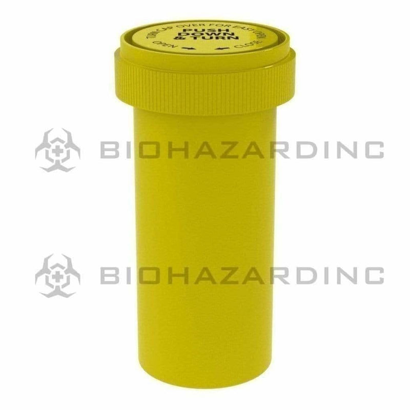 Biohazard Inc Reversible Cap Vial 40 Dram - Reversible Vial 150 Count - Opaque Yellow