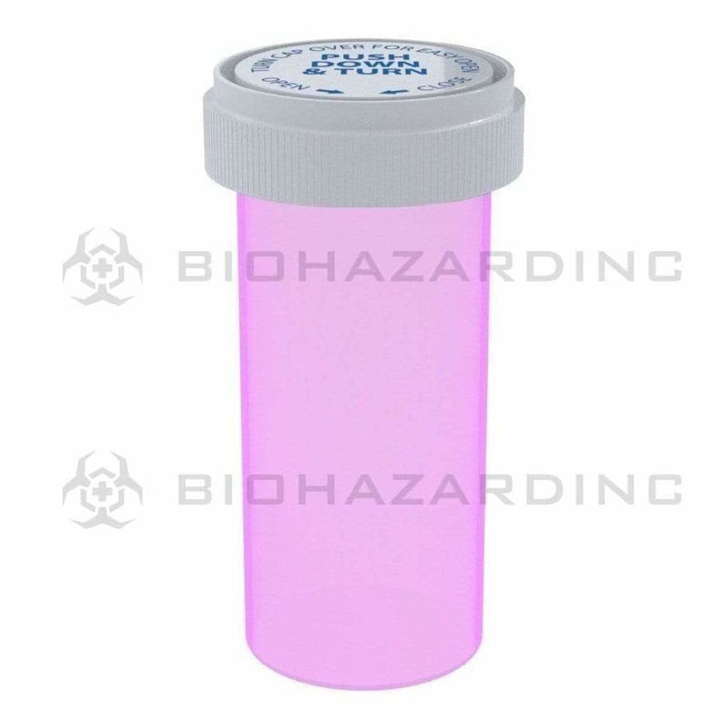 Biohazard Inc Reversible Cap Vial 40 Dram - Reversible Vial 150 Count - Pink