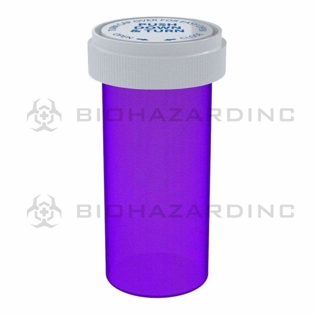 Biohazard Inc Reversible Cap Vial 40 Dram - Reversible Vial 150 Count - Purple